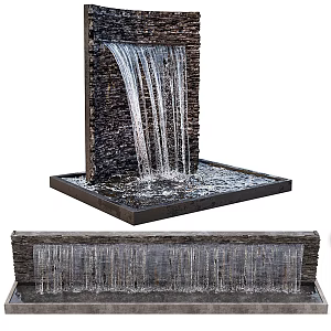 Modern Courtyard Waterfall 3d model