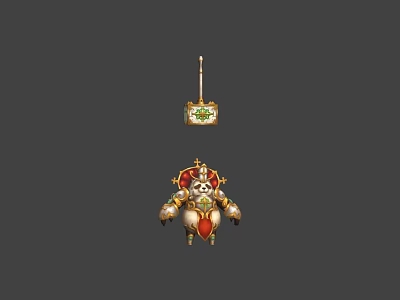 Game Movie Character With Skull Head Ornate Outfit Golden Decorations And Red Elements 3d model