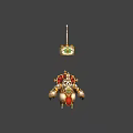 Game Movie Character With Skull Head Ornate Outfit Golden Decorations And Red Elements