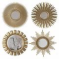 Golden Sunburst Decorative Wall Mirrors With Various Radiant Frame Styles 3d model