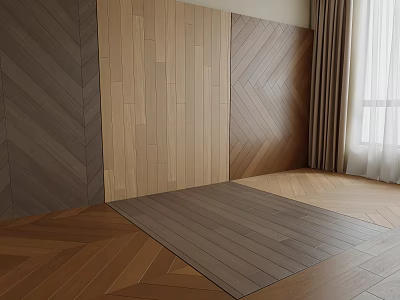 Hardwood Flooring With Herringbone Pattern In Interior Space 3d model