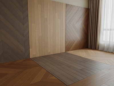 Wood floor gauze curtain 3d model