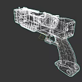 Sci Fi Weapon With Yellow Energy Core Green Grip Gray Body And Mechanical Design