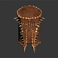 Copper Colored Ancient Weapon With Sharp Spikes And Metallic Surface Structure Design