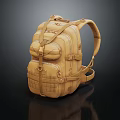 Light Brown Outdoor Backpack With Multiple Straps And Utility Pockets 3d model