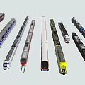 Modern Subway Trains In Various Colors With Different Designs And Styles