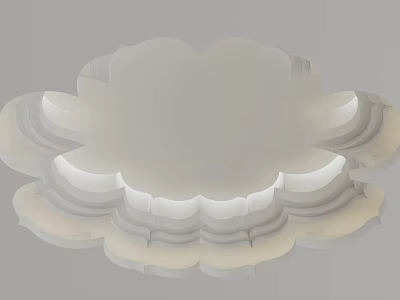 Modern White Layered Ceiling Design With Petal Shaped Patterns And Illuminated Edges 3d model