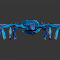 Blue Glass Spider With Transparent Legs And Reflection On Black Background 3d model