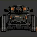 Futuristic Black And Orange Armored Tank With Cannon And Tracks Design