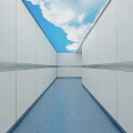 Modern Medical Treatment Room With Advanced Linear Accelerator Examination Bed And Sky Ceiling