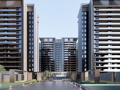 Residential District enscape Rendering 3d model