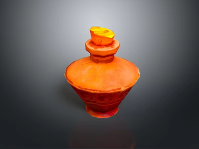 Stylish Orange Household Storage Container With Removable Lid And Smooth Surface 3d model