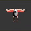 Low Poly Red And White Bird Character With Spread Wings Design 3d model