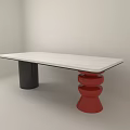 Modern Dining Table With Black And Red Legs In Minimalist Interior 3d model