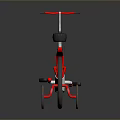 Red Children's Bicycle With Black Seat Training Wheels And White Wheel Rims