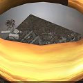 Construction Debris Scene With Metal Frames Stones Bricks And Pile