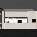 Modern Kitchen With White Cabinets White Tile Backsplash And Built in Oven 3d model