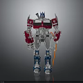 Sci Fi Robot Character With Detailed Red Blue Mechanical Structure And Truck Head