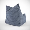 Comfortable Blue Bean Bag Chair With Soft Linen Fabric For Living Room Use