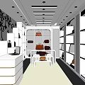 Stylish Bag Store Interior With Grid Sign Display Shelves And Luxury Handbags