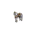 Game Movie Character White Mythical Steed With Ornate Saddle Decorative Tassels And Gold Accents