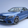 Blue Mercedes Sedan With Sporty Design Signature Grille And Alloy Wheels