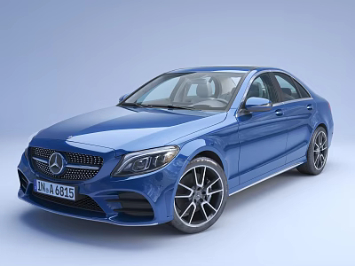 Blue Mercedes Sedan With Sporty Design Signature Grille And Alloy Wheels 3d model Blue Mercedes Sedan With Sporty Design Signature Grille And Alloy Wheels 3d model
