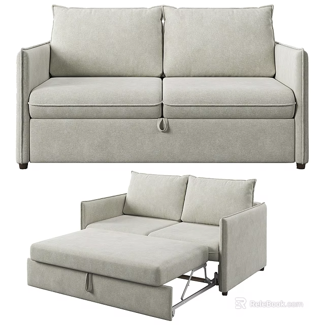Modern Three Seater Sofa With Comfortable Fabric Upholstery And Ottoman Design 3d model 