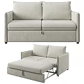 Modern Three Seater Sofa With Comfortable Fabric Upholstery And Ottoman Design