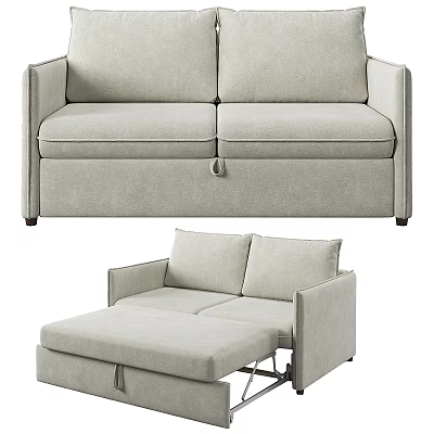 Modern Three Seater Sofa With Comfortable Fabric Upholstery And Ottoman Design 3d model