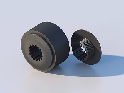 Black Mechanical Parts With Internal Gear Structure And Smooth Finish 3d model