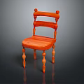 Classic Wooden Leisure Chair With Curved Backrest Decorative Wooden Knobs And Carved Legs