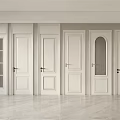 White Swing Doors with Various Panel Designs in Modern Interior Space
