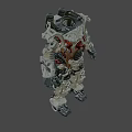Industrial Equipment Mechanical Exoskeleton Design With Gears Pipes And Metal Components Red And Silver Details