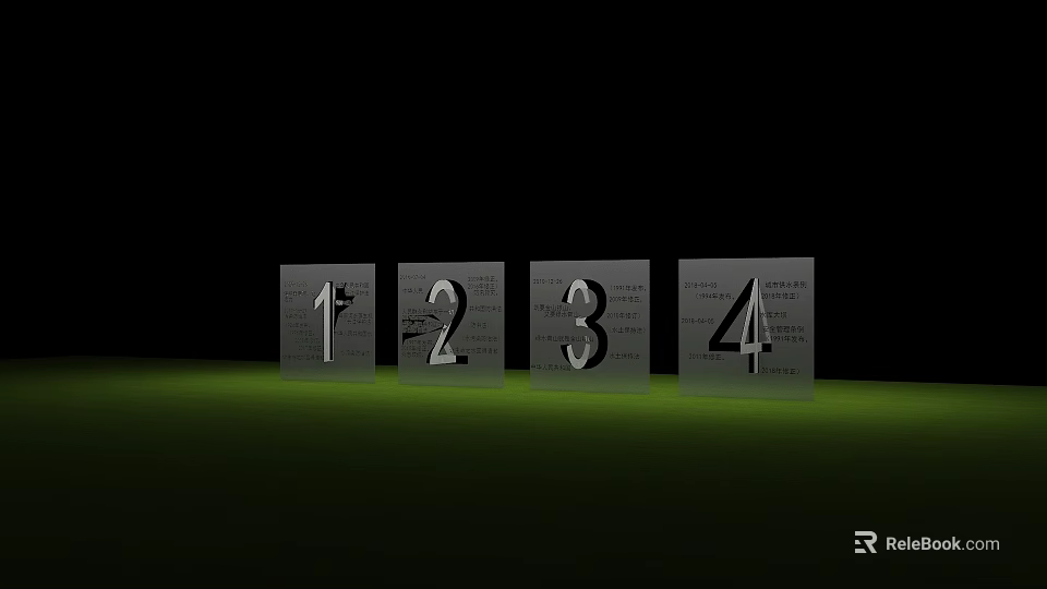 Sequential Numbers One Two Three Four Displayed in Modern Stand Design 3d model 