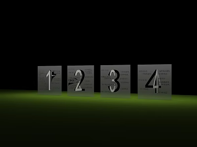 Sequential Numbers One Two Three Four Displayed in Modern Stand Design 3d model