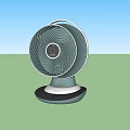 Two Modern Air Cooler Fans With Spiral Blades And Digital Control Panel