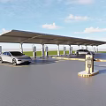 Tensile Membrane Canopy Structure For Electric Vehicle Parking Lot With Charging Stations And Cars