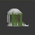 Beautiful White Dome Structure Covered With Lush Green Vines And White Stairs