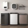 Different Colors Front Loading Washing Machines With Wall Mounted Washer In Laundry Room