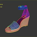 Purple Suede Wedge Sandals With Ankle Strap And Wooden Sole Design