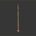 Handcrafted Wooden Ancient Weapon Spear With Spiral Carved Shaft And Decorative Base