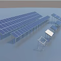 Person Standing Before Solar Panels Array With Blue Sky And Smooth Gray Surface 3d model