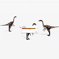Three Brown And White Dinosaur Models In Different Poses On White Background 3d model