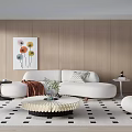 Modern Sofa Coffee Table Combination Curved Sofa Coffee Table Single Chair Combination 3d model