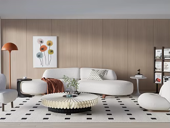 Modern Sofa Coffee Table Combination Curved Sofa Coffee Table Single Chair Combination 3d model