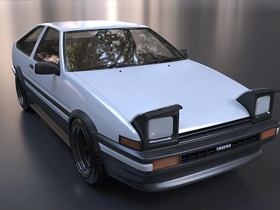 Classic Toyota Two Door Coupe With Silver Exterior Black Bumper And Wheels 3d model
