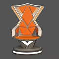 Modern Orange Leisure Chair With Geometric Design And Silver Round Base Frame