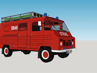 Red Fire Truck With Roof Equipment For Emergency Response Services 3d model