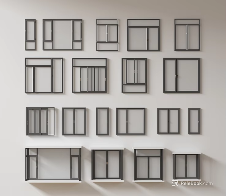 Casement Windows Collection Featuring Various Modern Designs And Sleek Frames 3d model 
